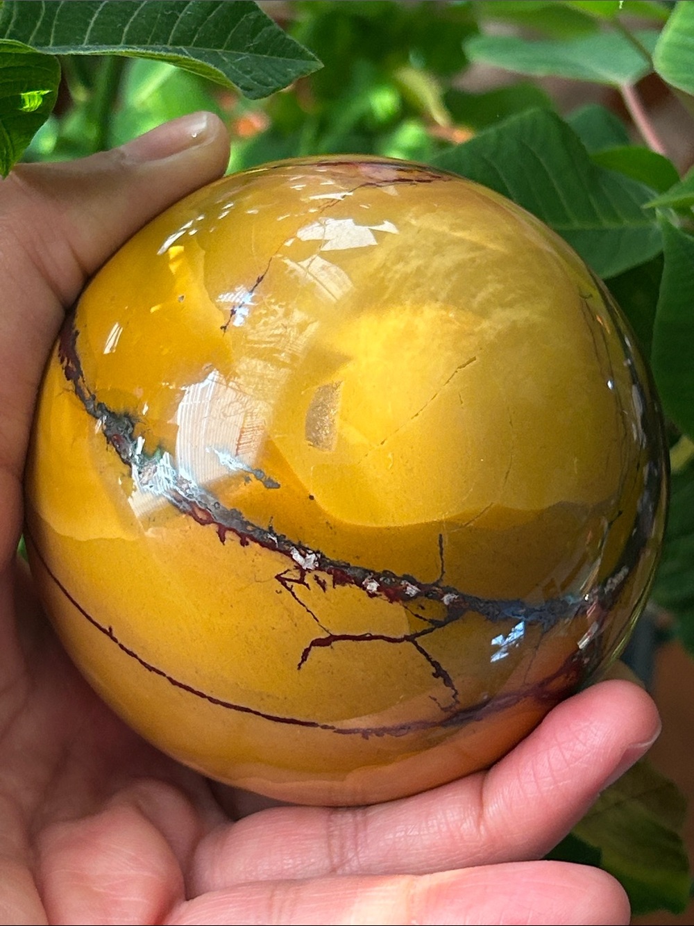 💎 90mm Polished Yellow Mookaite Jasper Sphere Decorative Home Art - Picture 8 of 9